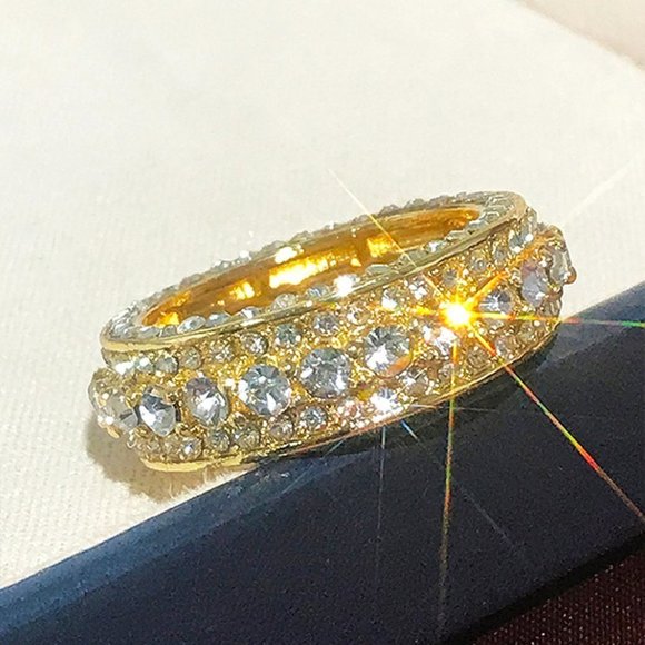 Eternity Band 18K Gold Plated Cubic Zircon Engagement Rings for Women, UNVN12364 - Picture 4 of 6